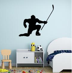 Hockey Player Sport Theme Wallsticker. Black color