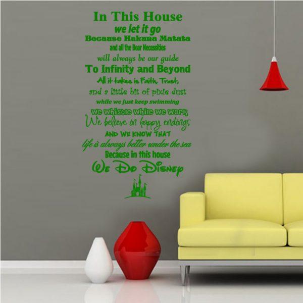 In This House We Do Disney Wall Sticker. Green color
