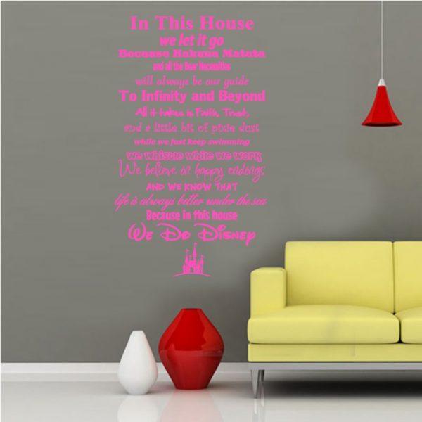 In This House We Do Disney Wall Sticker. Pink color