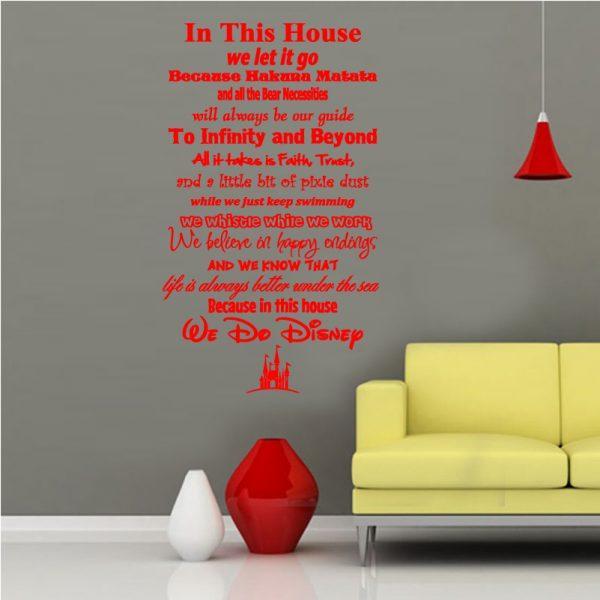 In This House We Do Disney Wall Sticker. Red color
