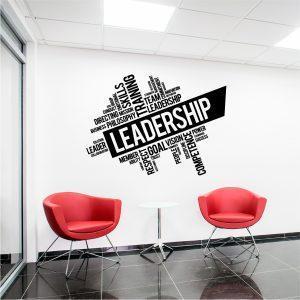Leadership Teamwork Words Cloud Wall Decal. Black color