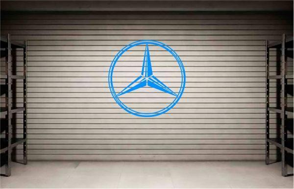 Mercedes Logo. Wall decal emblem. Blue color