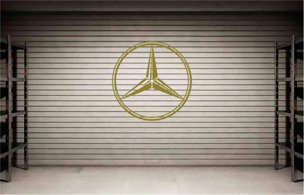 Mercedes Logo. Wall decal emblem. Gold color