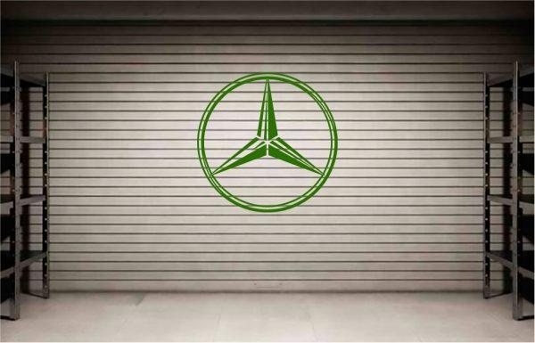 Mercedes Logo. Wall decal emblem. Green color