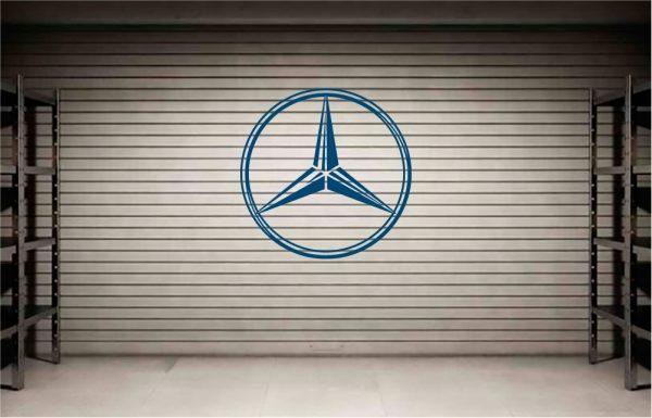 Mercedes Logo. Wall decal emblem. Navy color