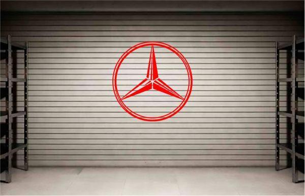 Mercedes Logo. Wall decal emblem. Red color