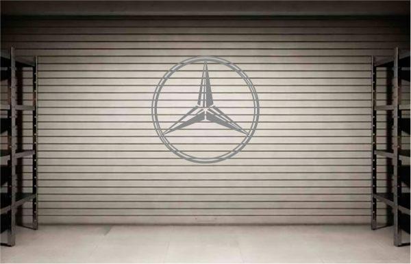 Mercedes Logo. Wall decal emblem. Silver color