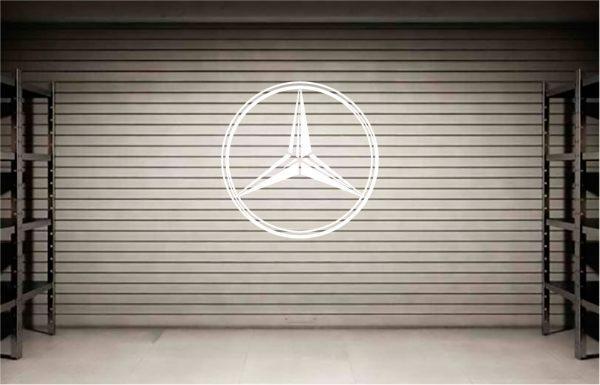 Mercedes Logo. Wall decal emblem. White color