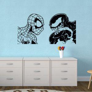 Venom Vs Spider Man. Marvel Comics theme. Wall Decal. Black color