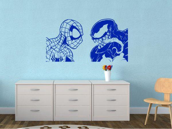 Venom Vs Spider Man. Marvel Comics theme. Wall Decal. Navy color