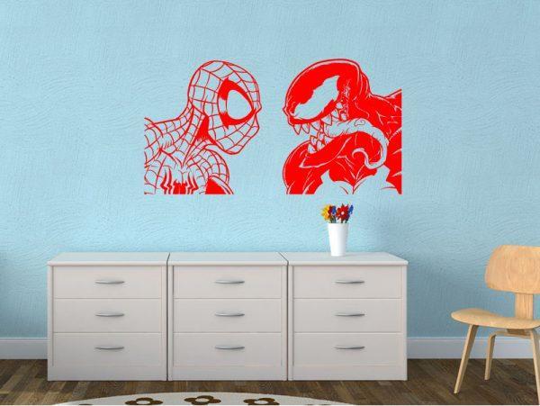 Venom Vs Spider Man. Marvel Comics theme. Wall Decal. Red color