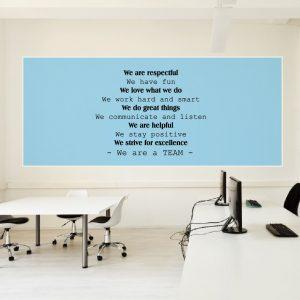 Wall Decal Office Poster. Quote We are respectful we have fun. Black color