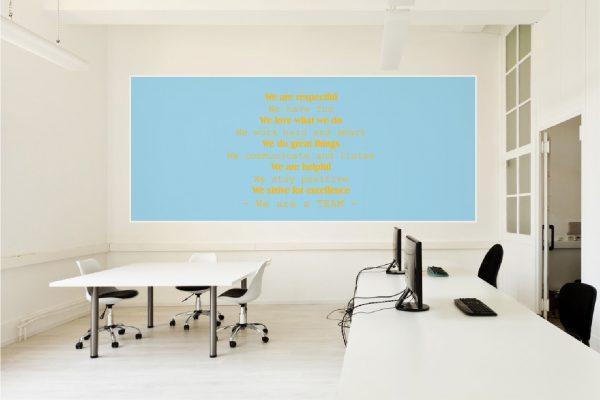Wall Decal Office Poster. Quote We are respectful we have fun. Orange color