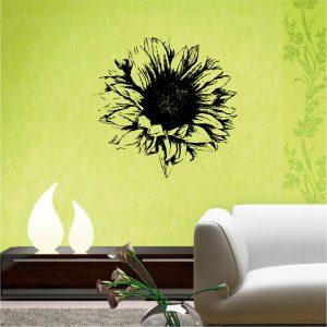 Wall Decals Sunflower Beautiful Flowers. black color