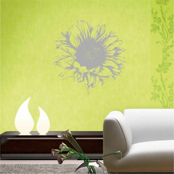 Wall Decals Sunflower Beautiful Flowers. Silver color