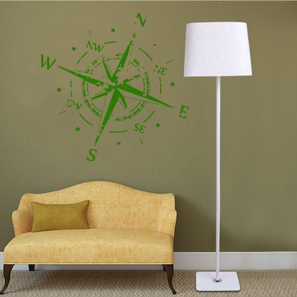 Wall Sticker Decals Compass Rose. green color