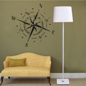 Wall Sticker Decals Compass Rose. black color