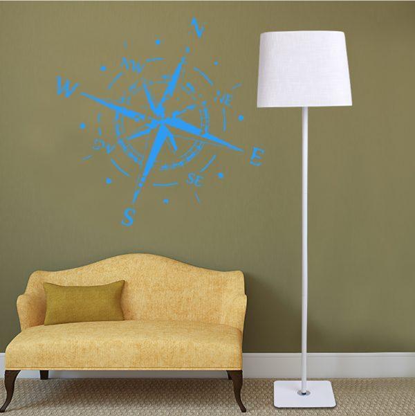 Wall Sticker Decals Compass Rose. blue color