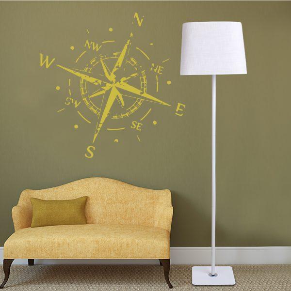 Wall Sticker Decals Compass Rose. gold color