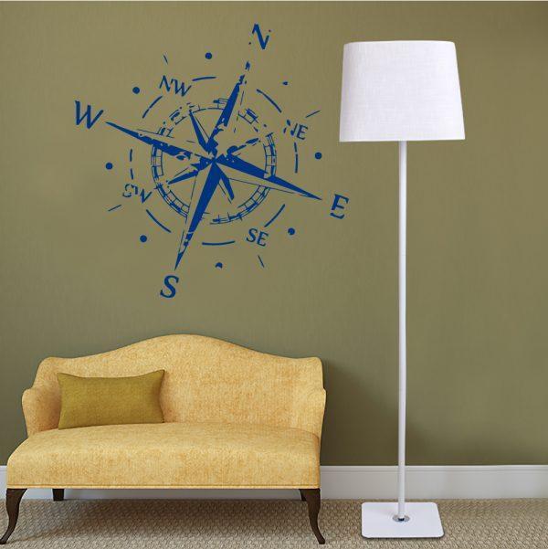 Wall Sticker Decals Compass Rose. navy color