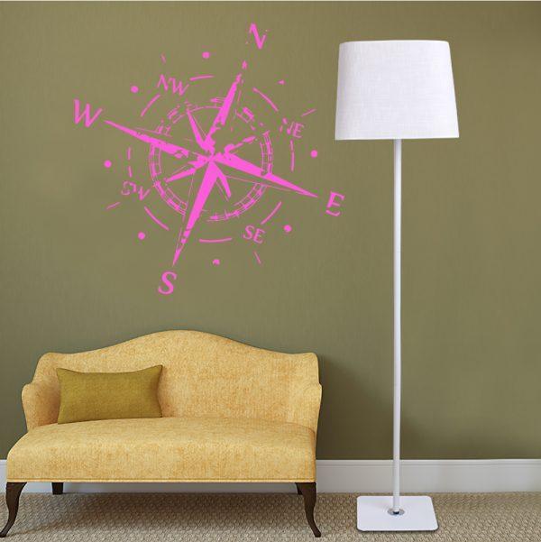 Wall Sticker Decals Compass Rose. pink color