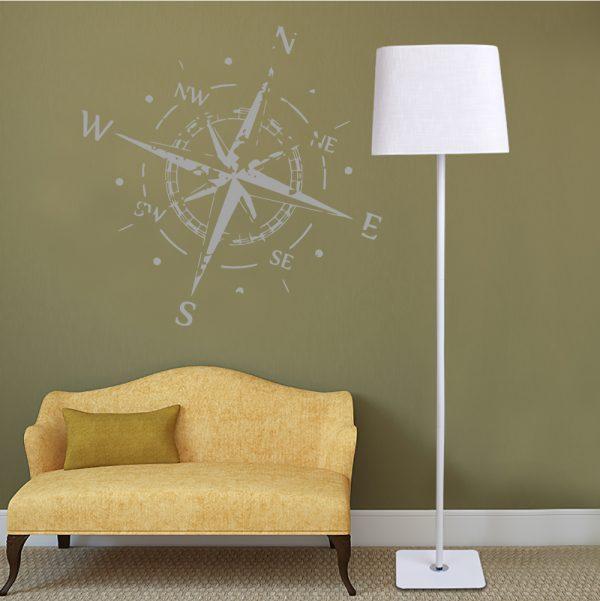 Wall Sticker Decals Compass Rose. silver color