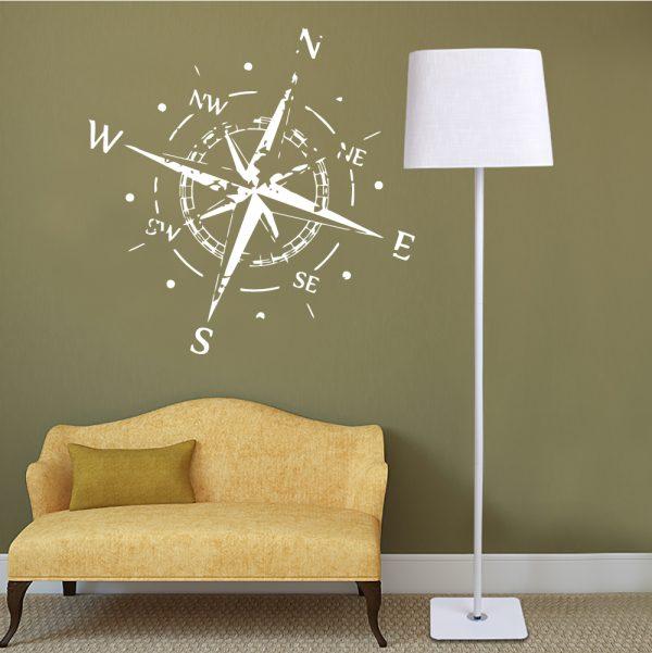 Wall Sticker Decals Compass Rose. white color