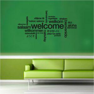 Welcome. Words cloud. Wall sticker. Balck color