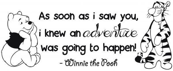 As soon as i saw you, i knew an adventure was going to happen! Quote. Winnie Pooh & Tigger. Wall sticker. Sticker preview