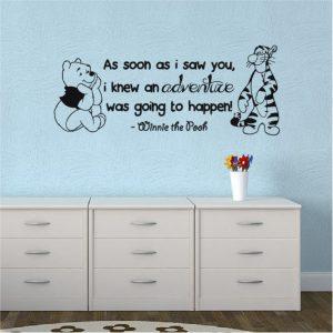As soon as i saw you, i knew an adventure was going to happen! Quote. Winnie Pooh & Tigger. Wall sticker. Black color