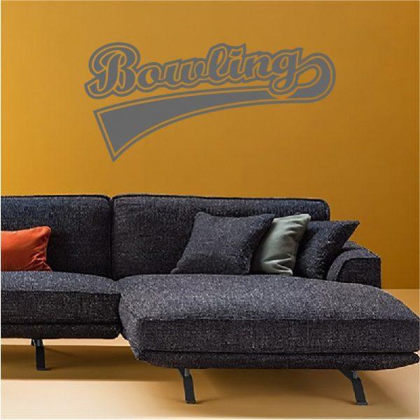 Bowling Wall Logo. Wall sticker. Silver color