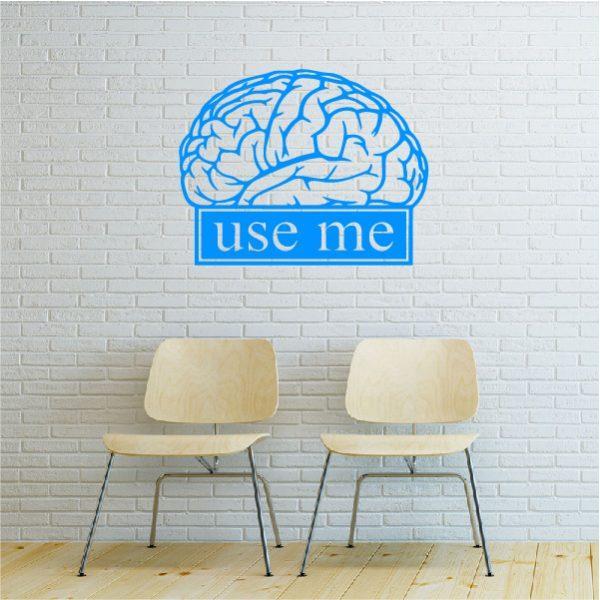 Brain. Use Me. Wall sticker. Blue color