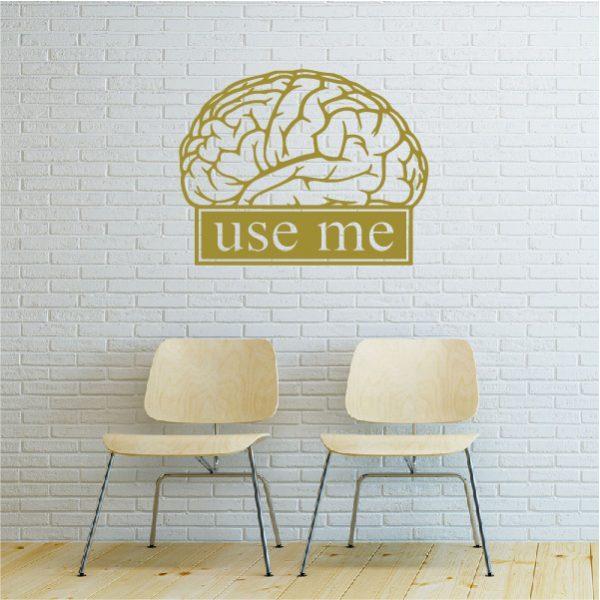 Brain. Use Me. Wall sticker. Gold color