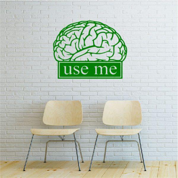 Brain. Use Me. Wall sticker. Green color