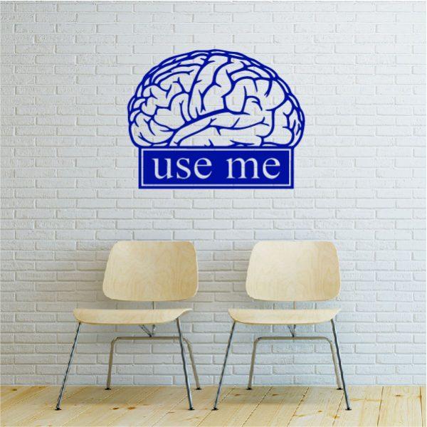 Brain. Use Me. Wall sticker. Navy color