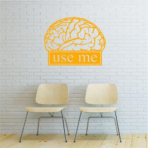 Brain. Use Me. Wall sticker. Orange color