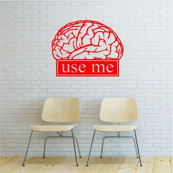 Brain. Use Me. Wall sticker. Red color