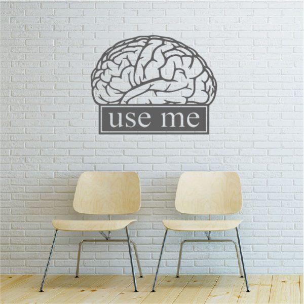 Brain. Use Me. Wall sticker. Silver color