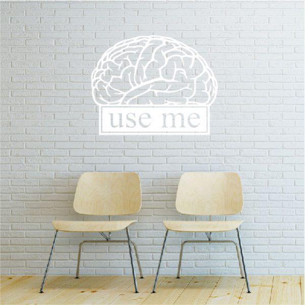 Brain. Use Me. Wall sticker. White color