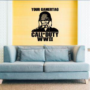 Call of Duty Style Soldier. Wall Sticker. Black color