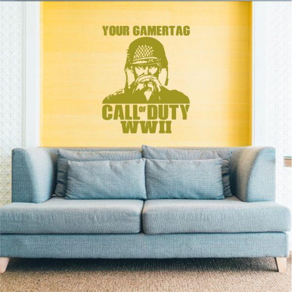 Call of Duty Style Soldier. Wall Sticker. Gold color