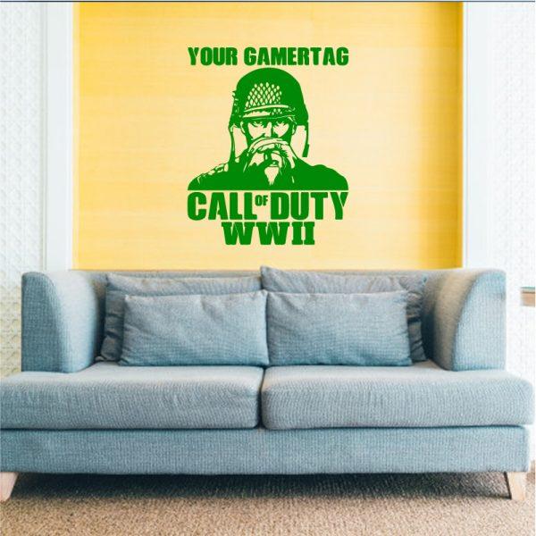 Call of Duty Style Soldier. Wall Sticker. Green color