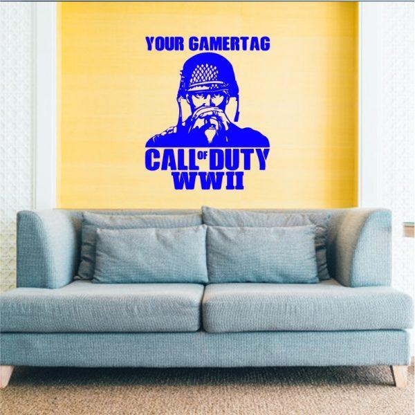 Call of Duty Style Soldier. Wall Sticker. Navy color