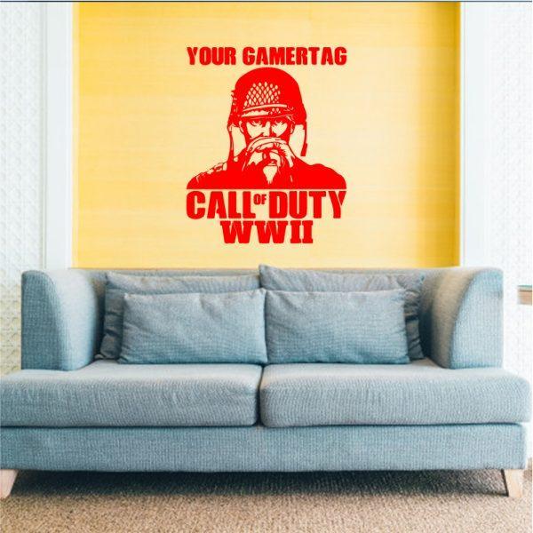 Call of Duty Style Soldier. Wall Sticker. Red color