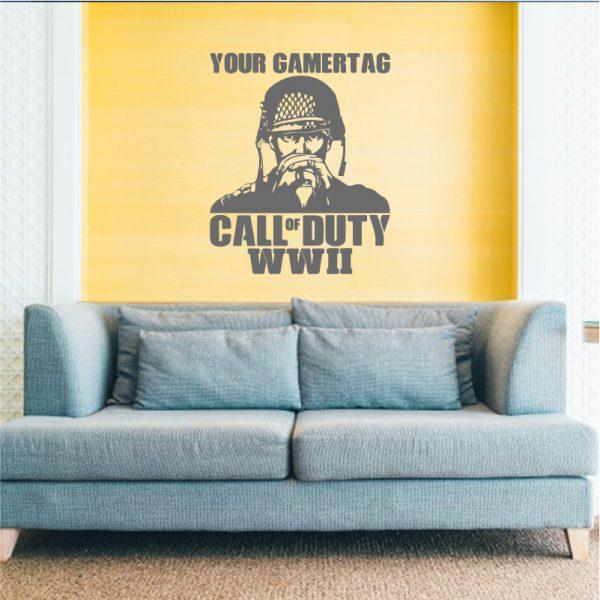 Call of Duty Style Soldier. Wall Sticker. Silver color