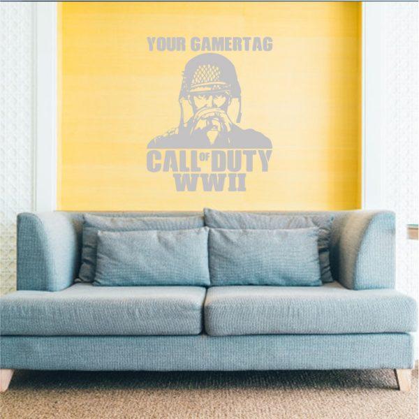 Call of Duty Style Soldier. Wall Sticker. White color