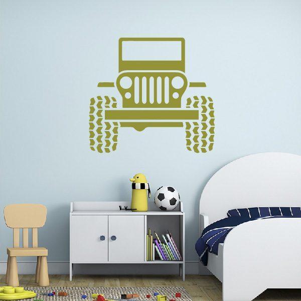 Car 4x4 Jeep. Wall sticker. Gold color