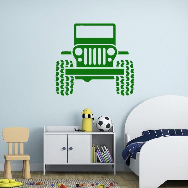 Car 4x4 Jeep. Wall sticker. Green color