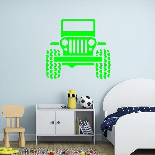 Car 4x4 Jeep. Wall sticker. Lime green