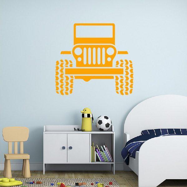 Car 4x4 Jeep. Wall sticker. Orange color